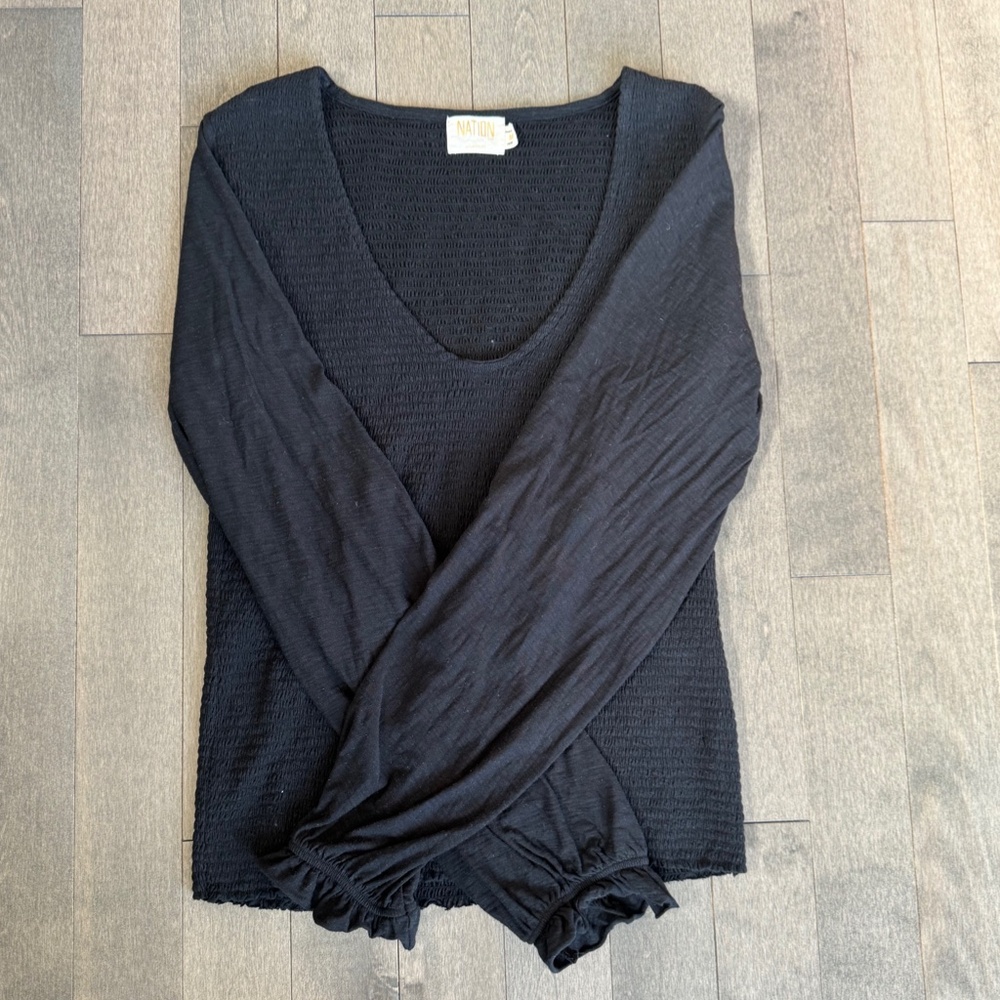 Nation Pima Cotton Black Long Sleeve Women's L
